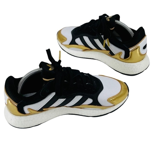 ADIDAS Tresc Run Black & Metallic Gold 90’s Inspired Design Sneakers Size 7M/8W - Picture 3 of 7